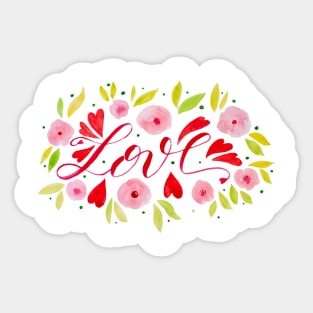Love and flowers - pink and red Sticker